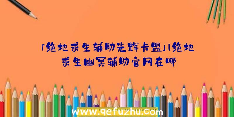 「绝地求生辅助光辉卡盟」|绝地求生幽冥辅助官网在哪